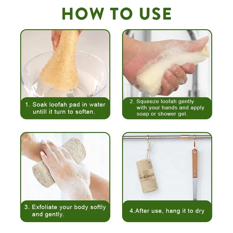 BSCI Customized 1 Piece Biodegradable Body Scrubber All Natural Lufa Loofah Sponge for Bathing or