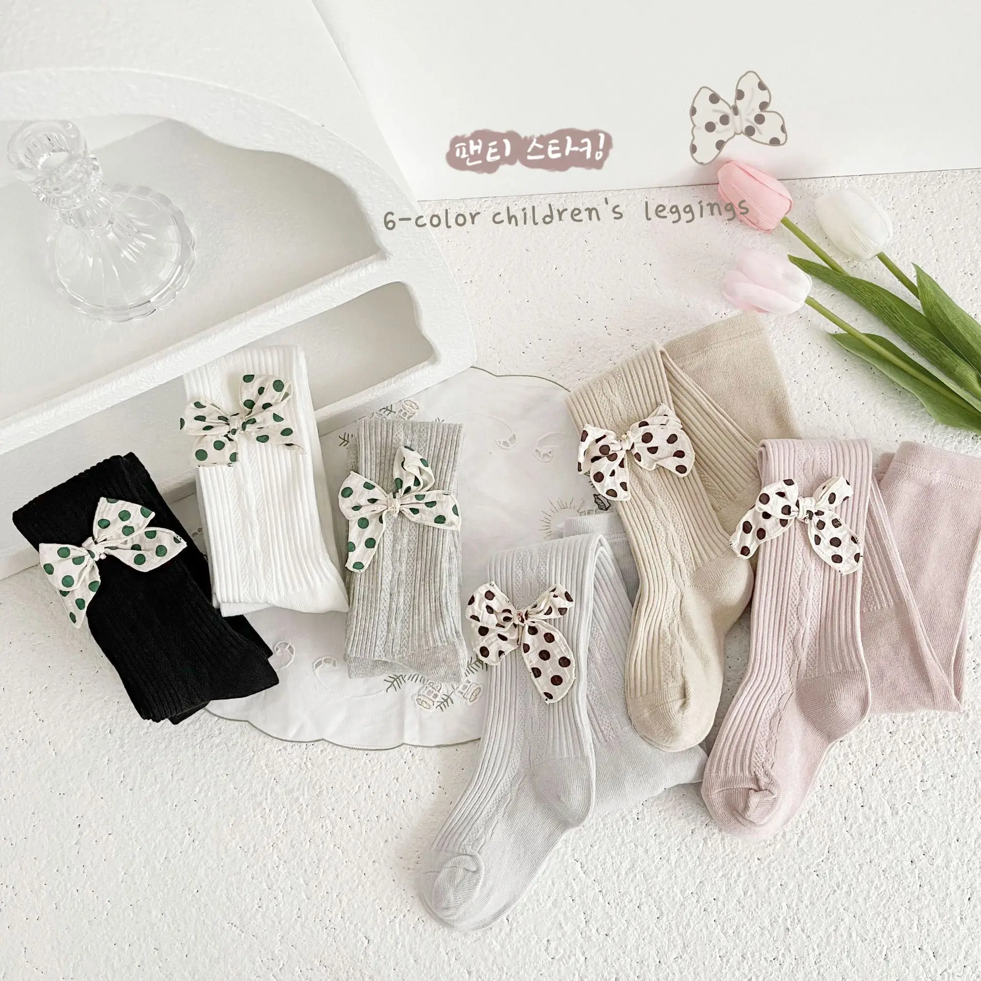 New Fashion Girls Kids Leggings for Girls Bowknot Pattern Tube Pantyhose Baby Tights for 3-12 Years