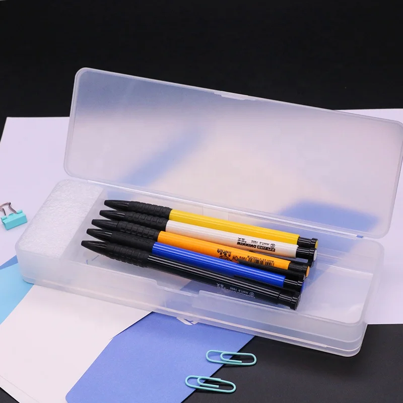 Factory Direct Sale Double-open Design Cases New Plastic Pencil Case Kids Pencil Case Pencil Box Transparent 3 Pack 1000