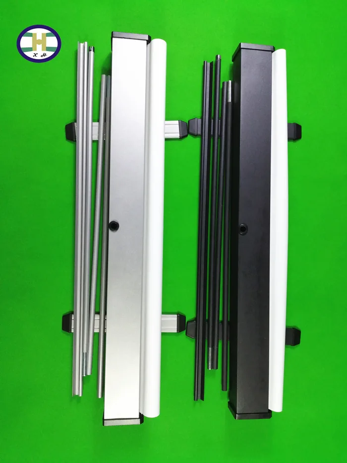 Hot selling poster banner roller shutter display rack silver luxury telescopic roller shutter display rack logo display rack