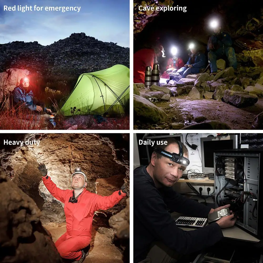 Istaride Rechargeable Led Headlamp Fishing Headlight Torch Hunting Camping Headlamp Flashlight Head Lights For Forehead