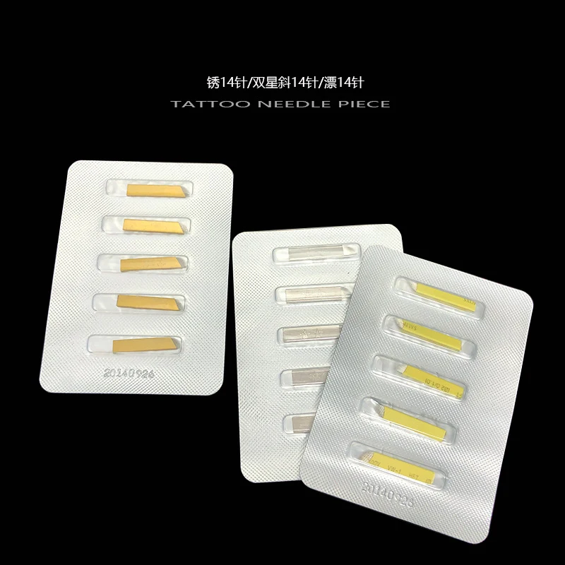 BerLin Cosmetic permanent makeup eyebrow mircroblading needle Flat Double Star Yellow float Stainless steel 14 Pins