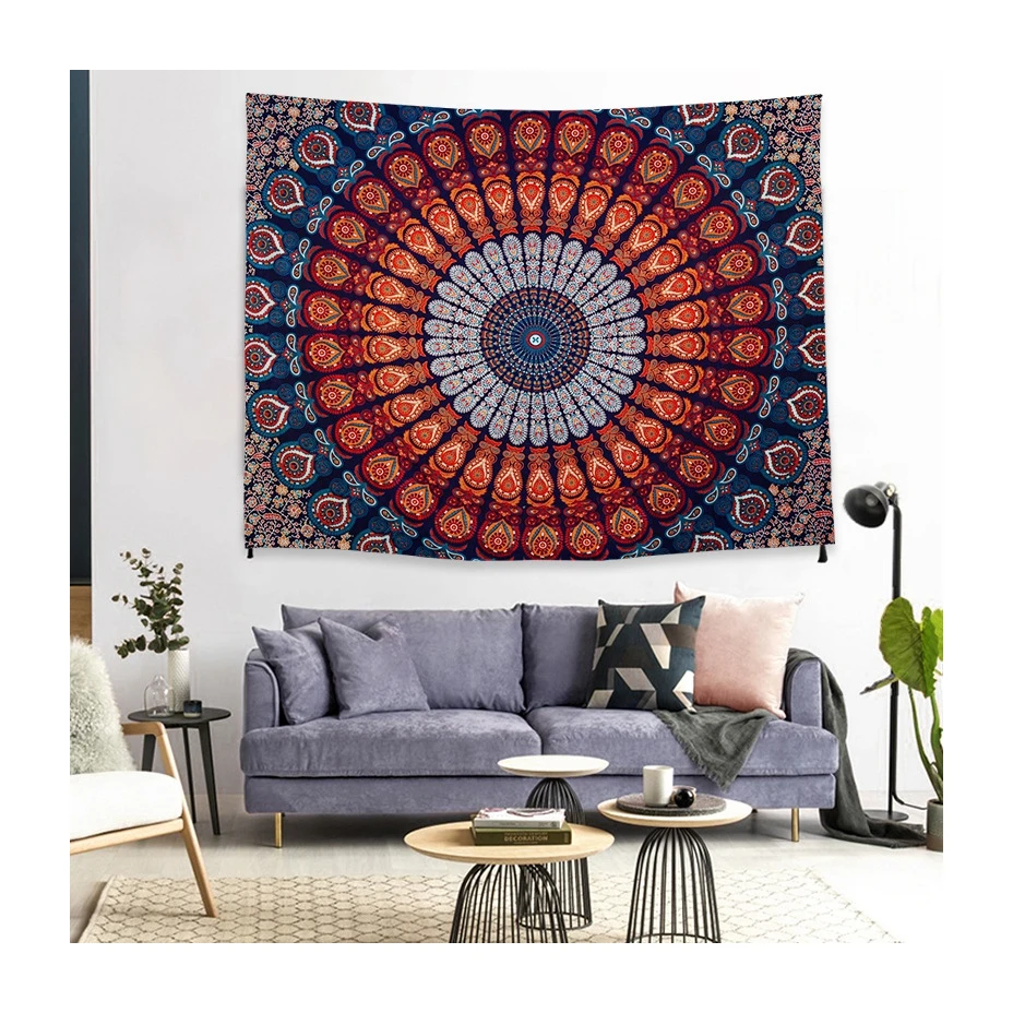 Moon and Star Psychedelic Mountain Mandala Custom tapestries wall decoration