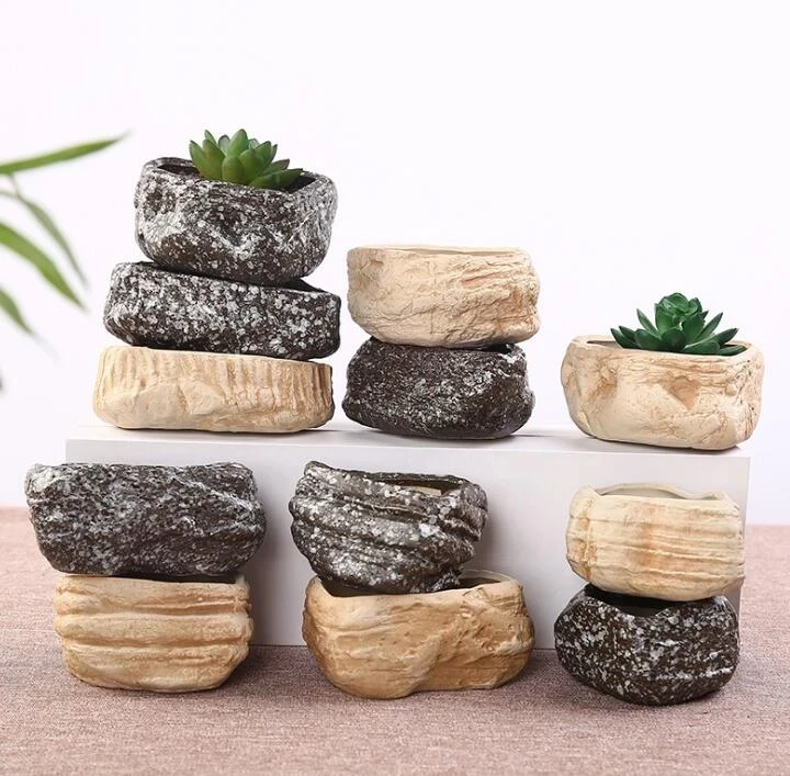 
 Керамические суккулентные растения, креативные каменные горшки для цветов в форме скалы, простой Настольный горшок для дома и офиса, садовый бонсай, горшечный Декор  