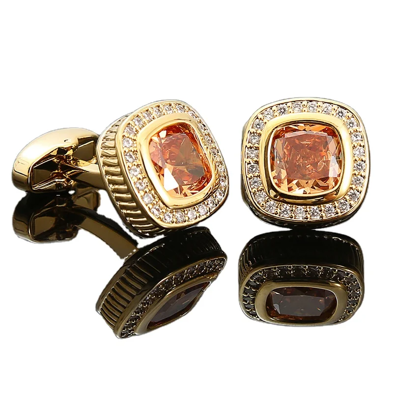 2024 new boyi Light Luxury cufflinks for men and women Square Zircon French shirt Gemstone diamond cuff stud cufflinks