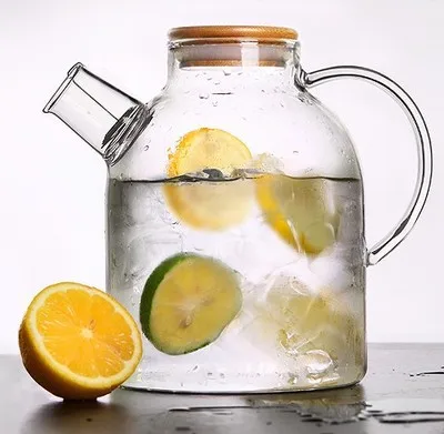 1.8L Tea Pot Ready to  Ship High temperature resistance Clear Borosilicate Glass Pot with Bamboo Lid