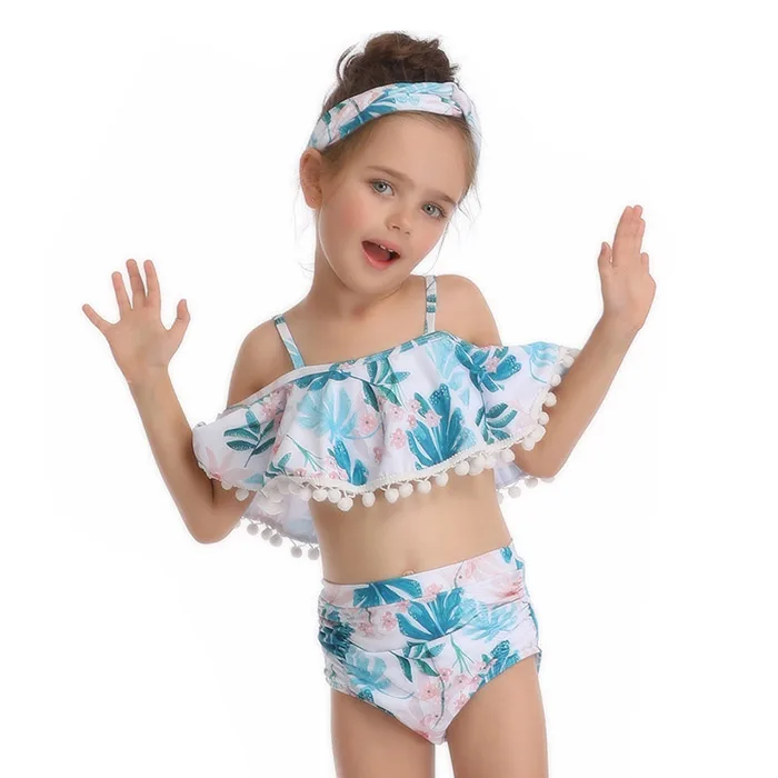 2021 New Arrival Fashion Ball Beachwear Baby Girl Bikini Children Swimsuit Kids Swimwear
