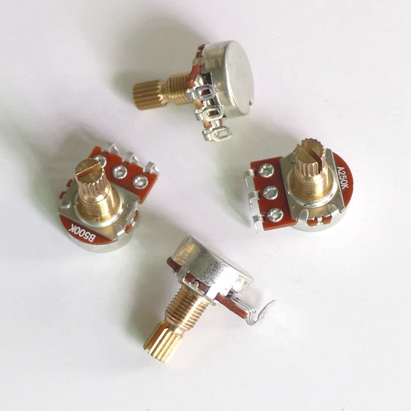 Donlis 250K/500K 15mm Brass shaft Mini guitar pots in A/B style for ST TL LP Guitar Bass volume tone control