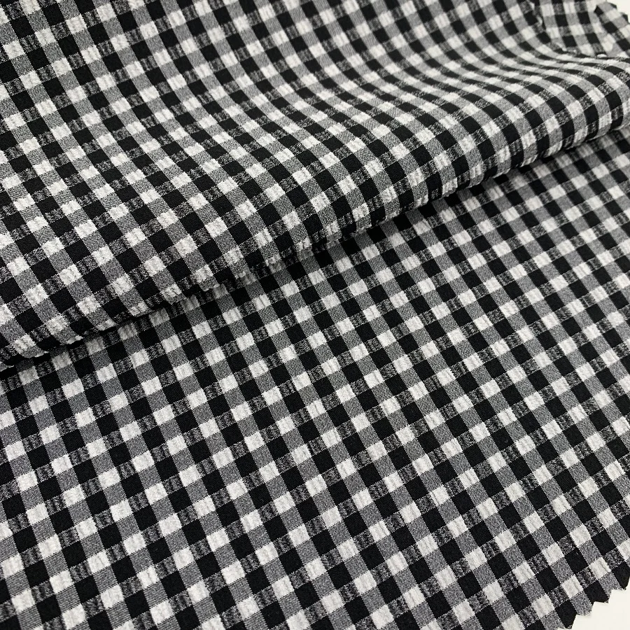 XB097 hot sale Woven jacquard plaid fabric textured Checkered seersucker for swimwear bikini swimsuit