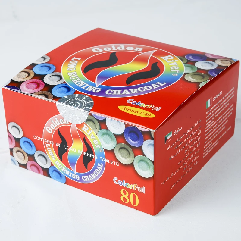 factory Hot Sale 33mm Round Briquette Fruit wood coals shisha charcoal hookah