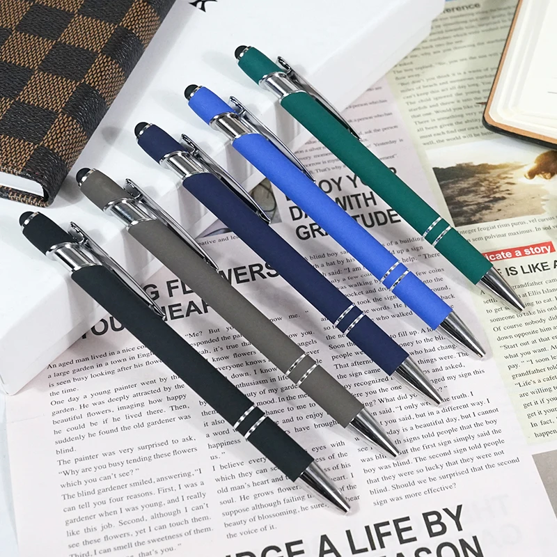 Tablet Mobile Phone Universal Capacitive Smart Soft Touch Screen Pen 2 In 1 Promotional Plastic Metal Custom Ballpoint Pen