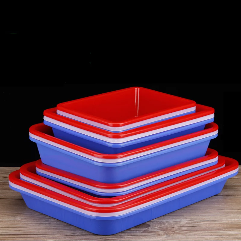 Wholesale Cheap 7.5/13/14 inch Red/Blue/White Rectangular PP Plates Plastic Food Serving Tray For Restaurant