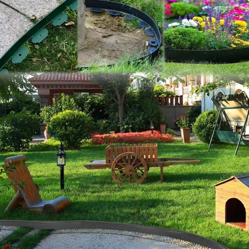 10M Landscape Edging No Dig with 30 Spikes Heavy Duty No-Dig Landscape Edging Garden Edging Coil for Garden Flower Beds Pavement