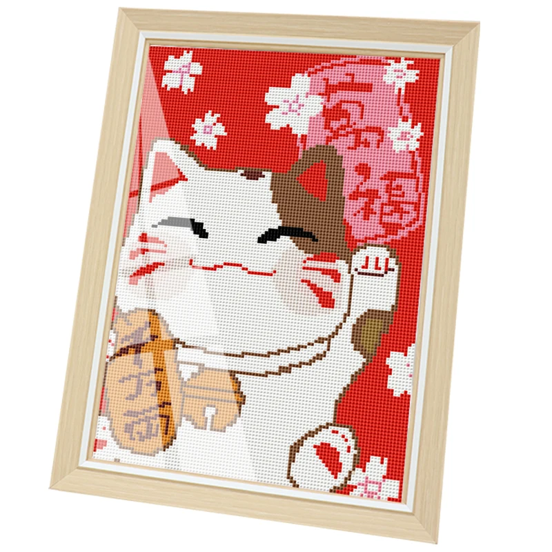 Игла с нитью с крестом, защелка A4 фоторамка Lucky Cat diy Набор для вышивания крестиком