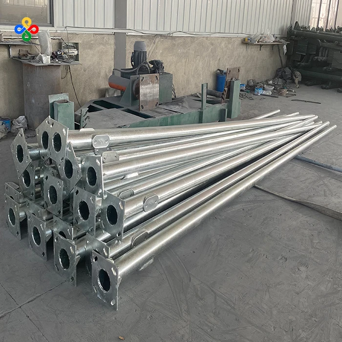 Q235 Customized Outdoor 5m 6m 7m 8m 9m 10m 12m Double Single Arm Price Galvanized Steel Solar Street Light Pole Post Lamp Pole
