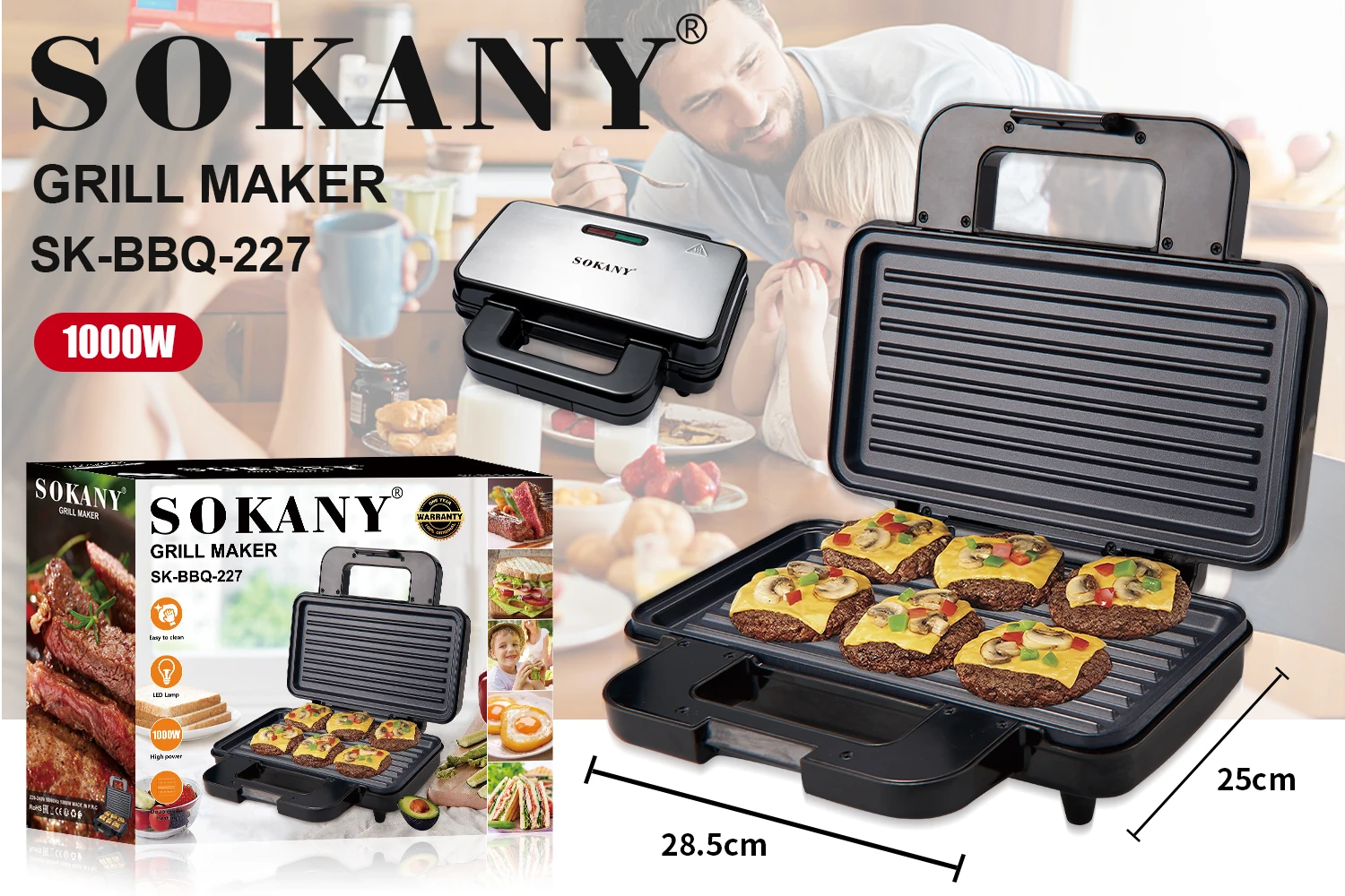 Electric Waffle Maker Machine Timer Thermostat Control Bake Ware Waffle Machine Sandwich Non Stick Sandwich Maker