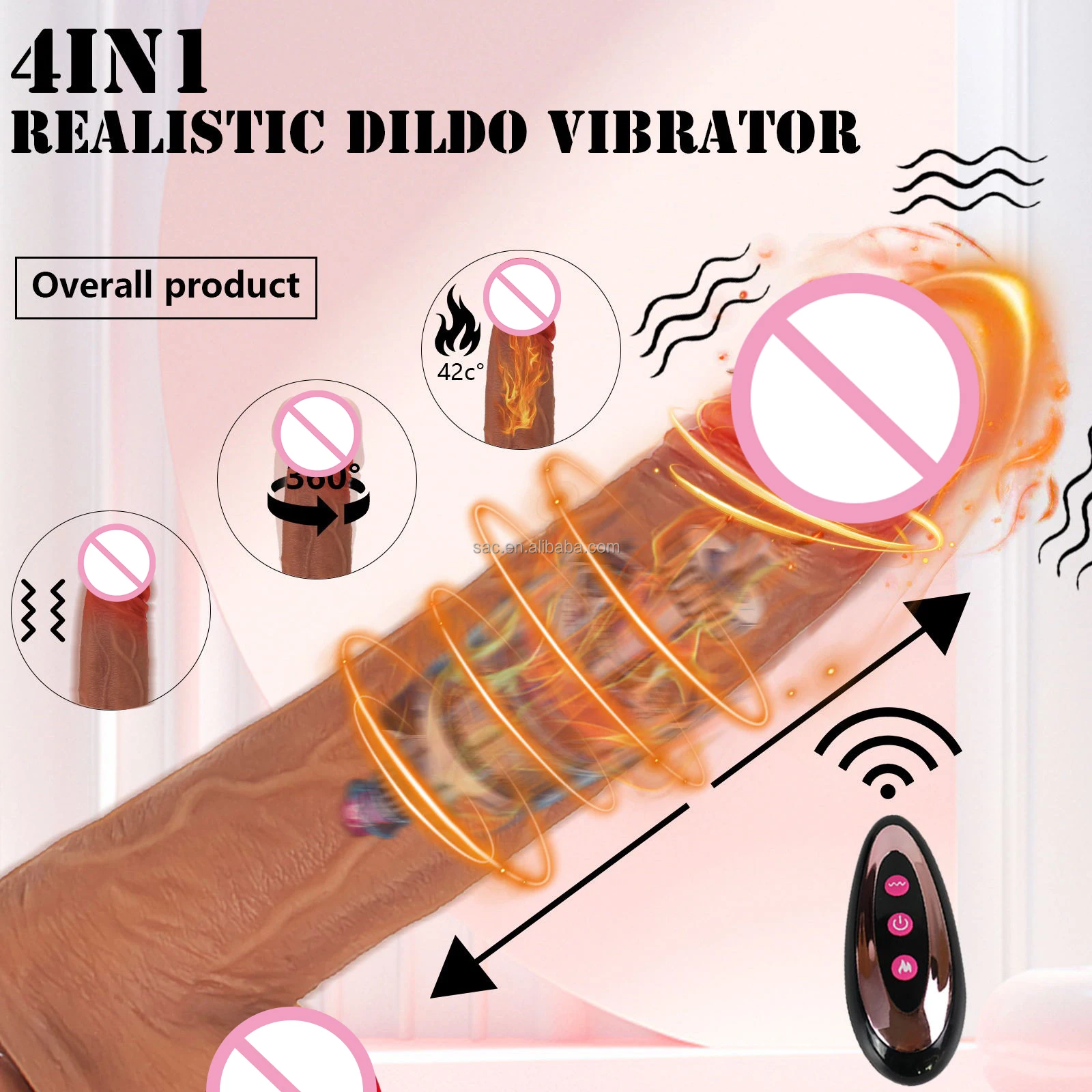 SacKnove Wholesale Long Distance Phone Wireless Remote Control Sex Toy Telescopic Realistic Automatic Thrusting Dildo With App