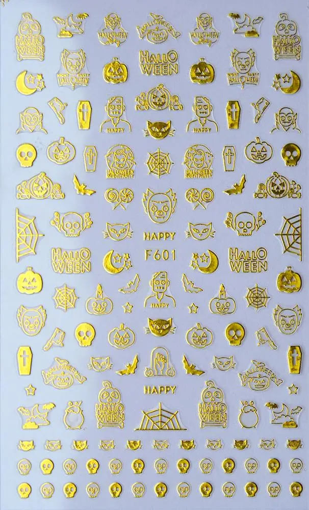 Nail Art Decals Halloween Gold Skull Sticker Christmas Snowflakes Nail Stickers for Nail Decoration