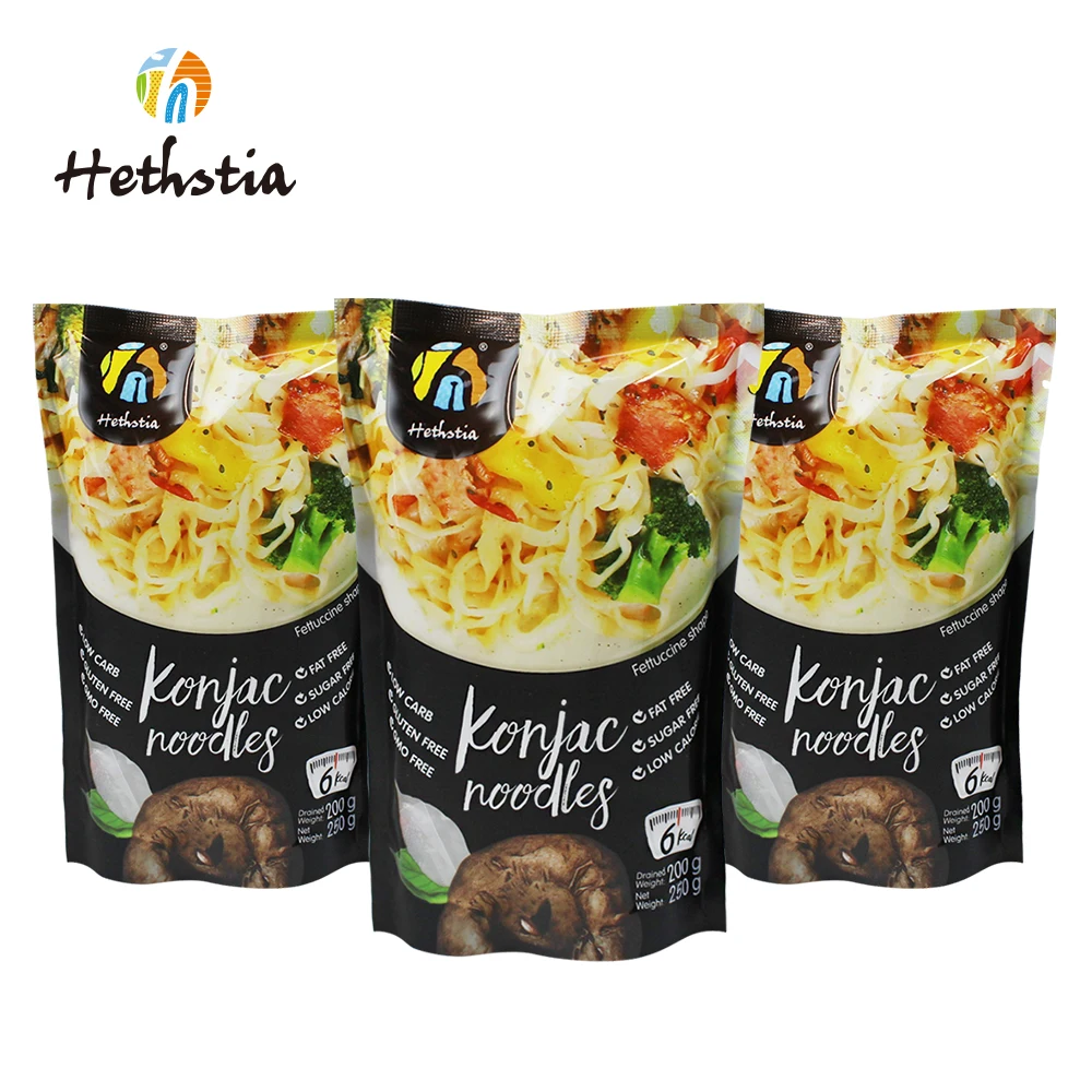 Precooked Keto Friendly Organic Hight Fibre Healthy Vegan Fast Food Konjac Fettuccine Noodles