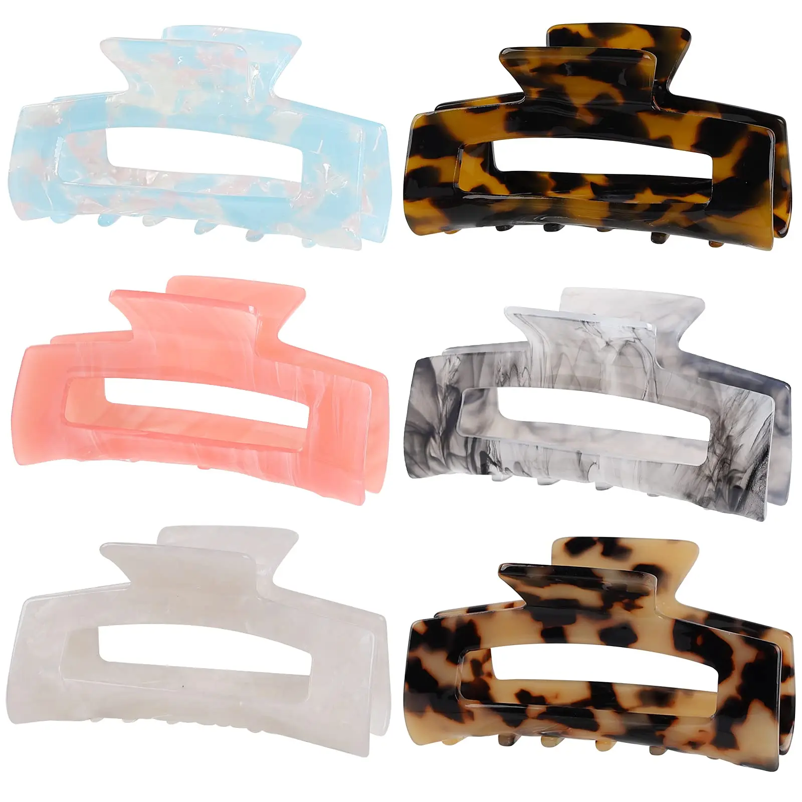 Multi-Color Large Hair Claw Clips Banana Tortoise Shell Barrettes Celluloid French Leopard Print Hair Jaw Clips for Women