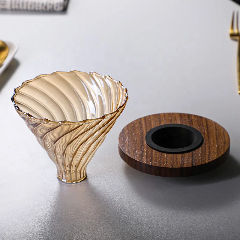 New design electroplating champagne heat-resistant glass coffee dripper Filter Cup Server Pot Set