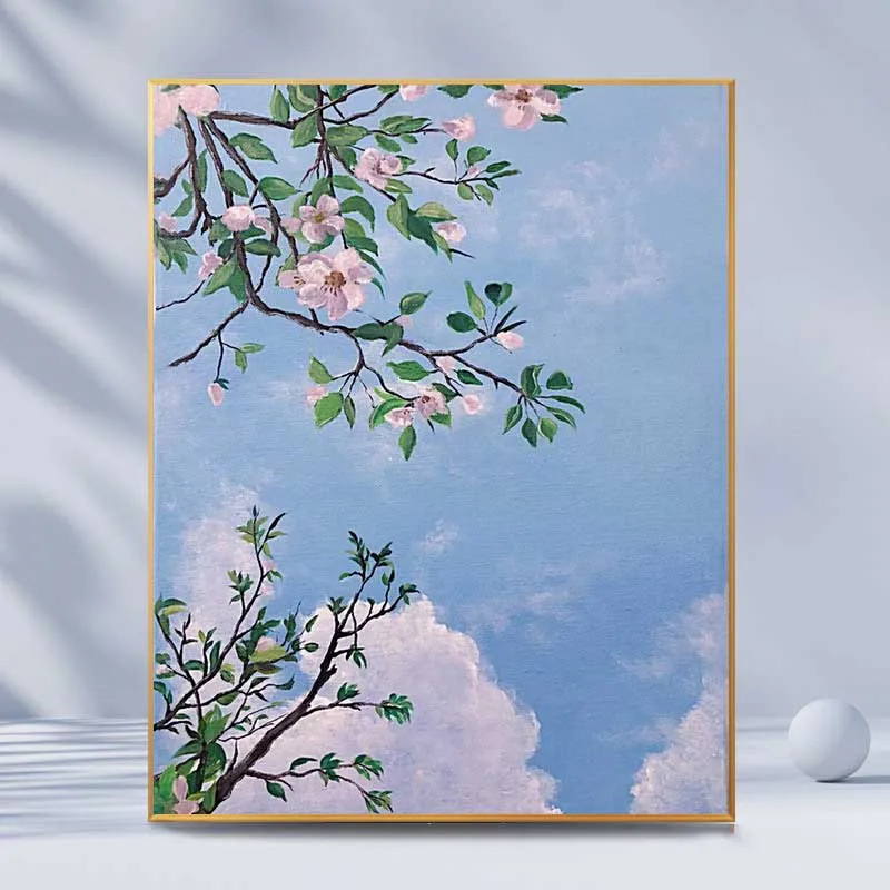 Wholesale Healing Series Landscape Painting Flower Digital Oil Painting Handmade DIY Acrylic Filled Oil Painting Peach Blossom