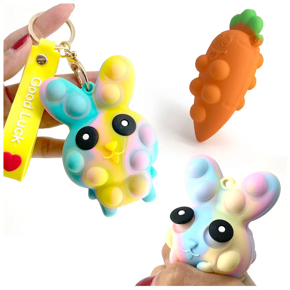 Easter Bunny Stress Ball Fidget Toy silicone Rabbit Push  Bubble Squishy Ball Squeeze Sensory Toy for kids