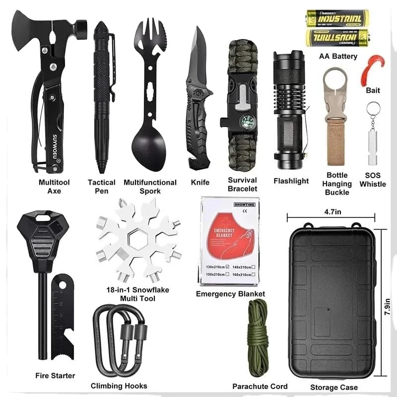 Hot Sale Survival Kit Outdoor Travel Camping Hiking Tactical Emergency Survival Gear Kit