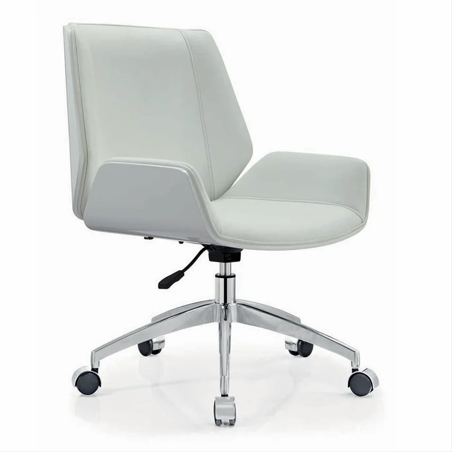 China Factory Mid Back Wood Grain Chair Back Shell PU Leather Office Chair Hot sale Swivel Visitor Chair