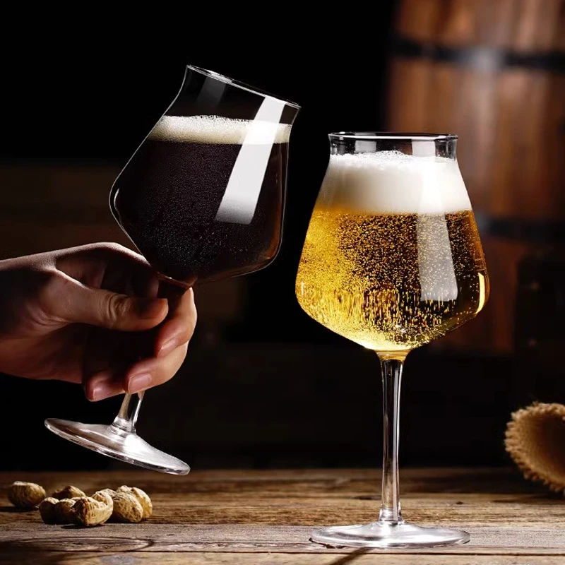 Wholesale High quality glass Blown Beer Glasses Customized Logo Beer glass high-foot beer glasses