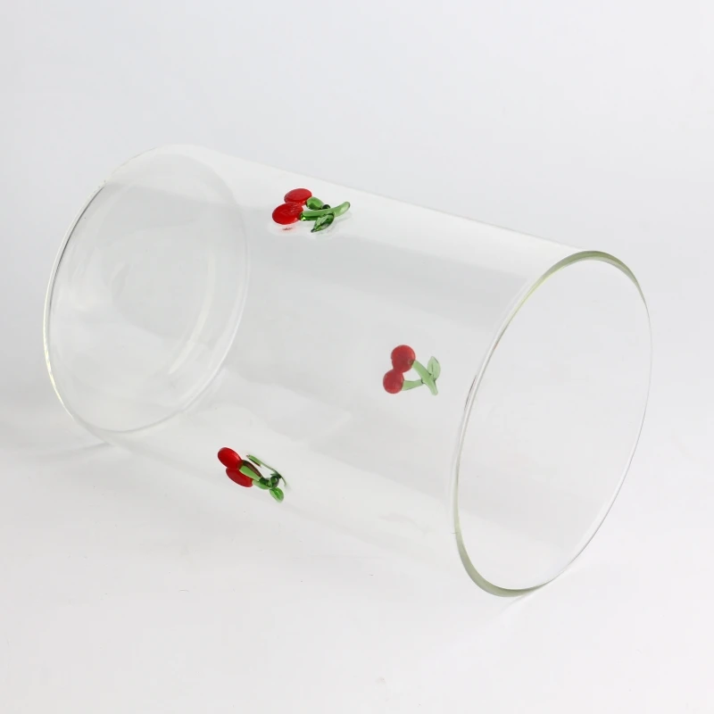 300ml, 400ml, 500ml glass cup with pick borosilicate glass wholesale factory custom