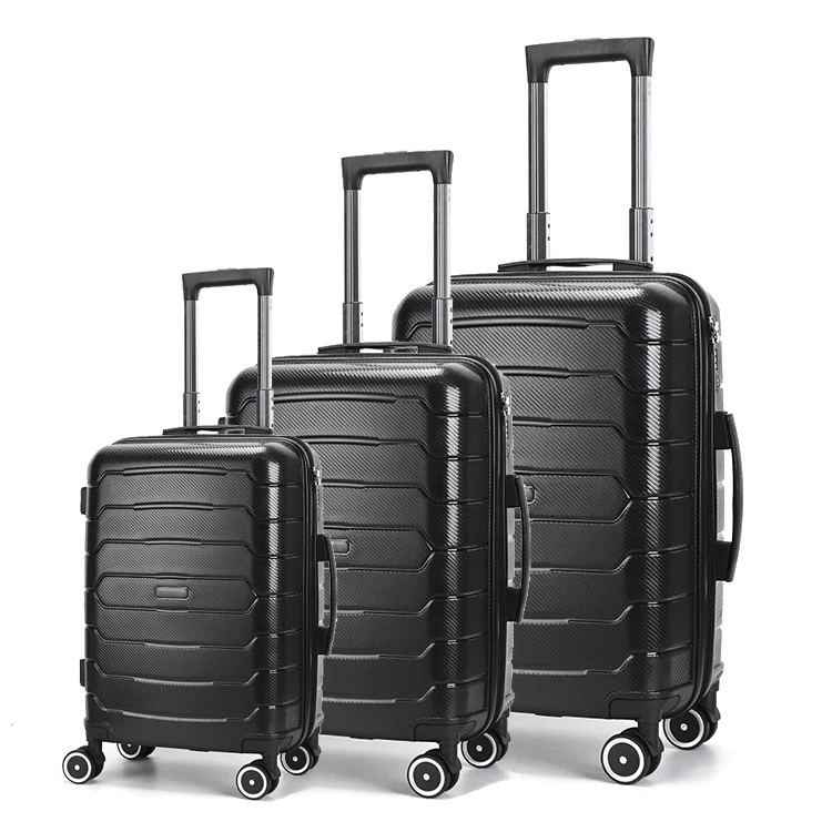 smart design custom logo set of 3 tsa lock PP luggage travel bags trolley suitcase