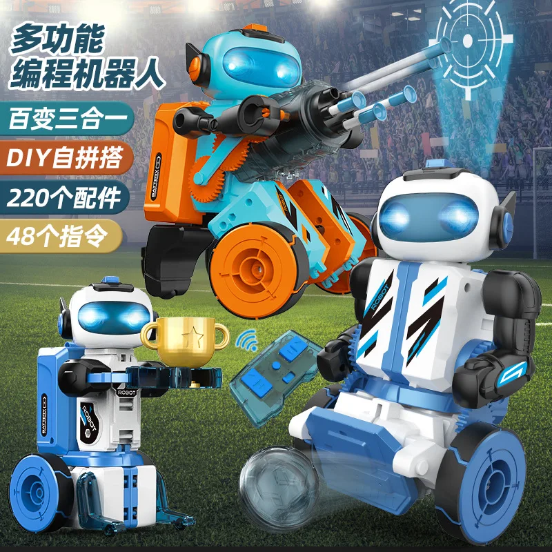 2.4GHz Remote Control Smart Robot 3 in 1 Shooting Bullets RC Programming Robot with Led Light