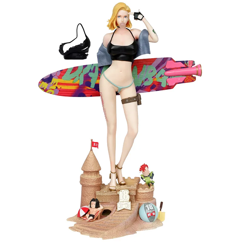 Dragon Balls Cyberpunk youth bubble artificial man mechanical 18 hand beach surfboard model sculpture  anime action figure