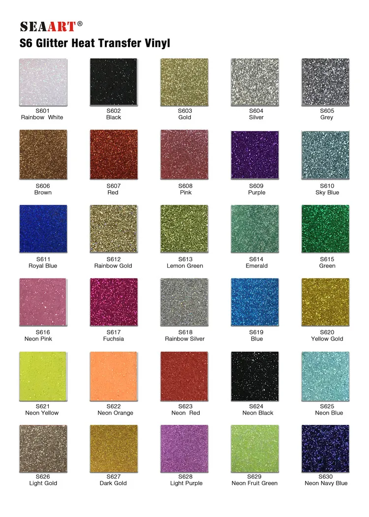 Heat Transfer Glitter 250-350 Micron PU Vinyl Film S6 Glitter 50cmx25meters