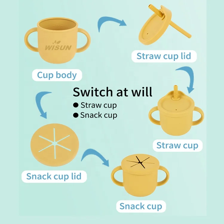 Соломенная чашка 2 в 1 sippy экологически чистая силиконовая детская для