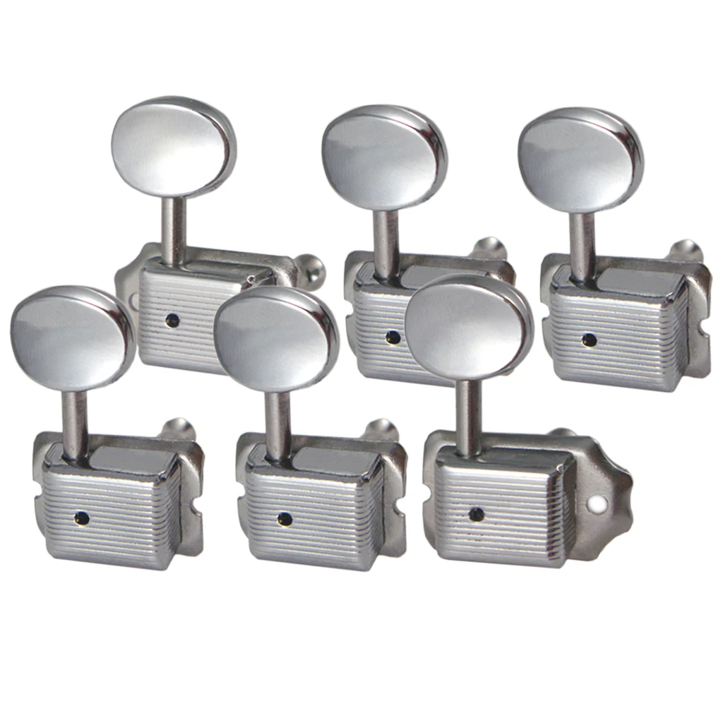 Set of 6 Vintage Style Tuner Machine Heads Electric Guitar Tuning Pegs with Round Button