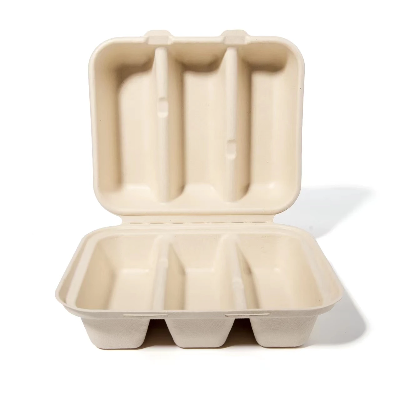 Compostable Takeaway Food Sugarcane Bagasse Taco Box 3-compartment Taco Holder Taco Tray Food Container Lunch Packaging Box