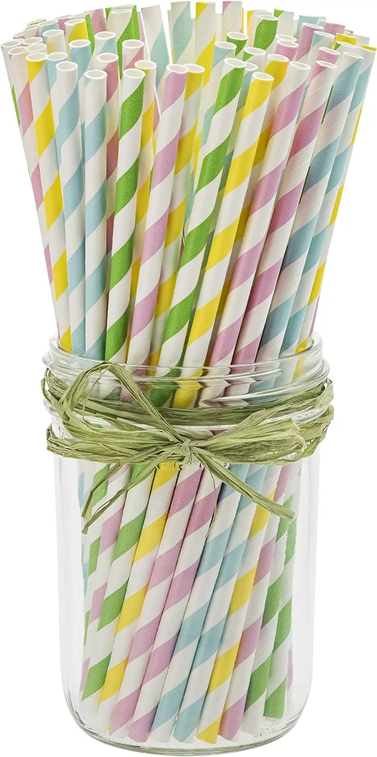 Atops food grade paper straw wrapping floral paper straw foldable paper straw
