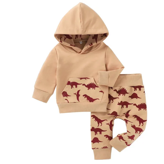 Kids Winter Clothes Clothing Child Boy Fall Clothes Two pcs Outfits Sets Hoodie Shirt Dinosaur Pants Baby Boys Joggers