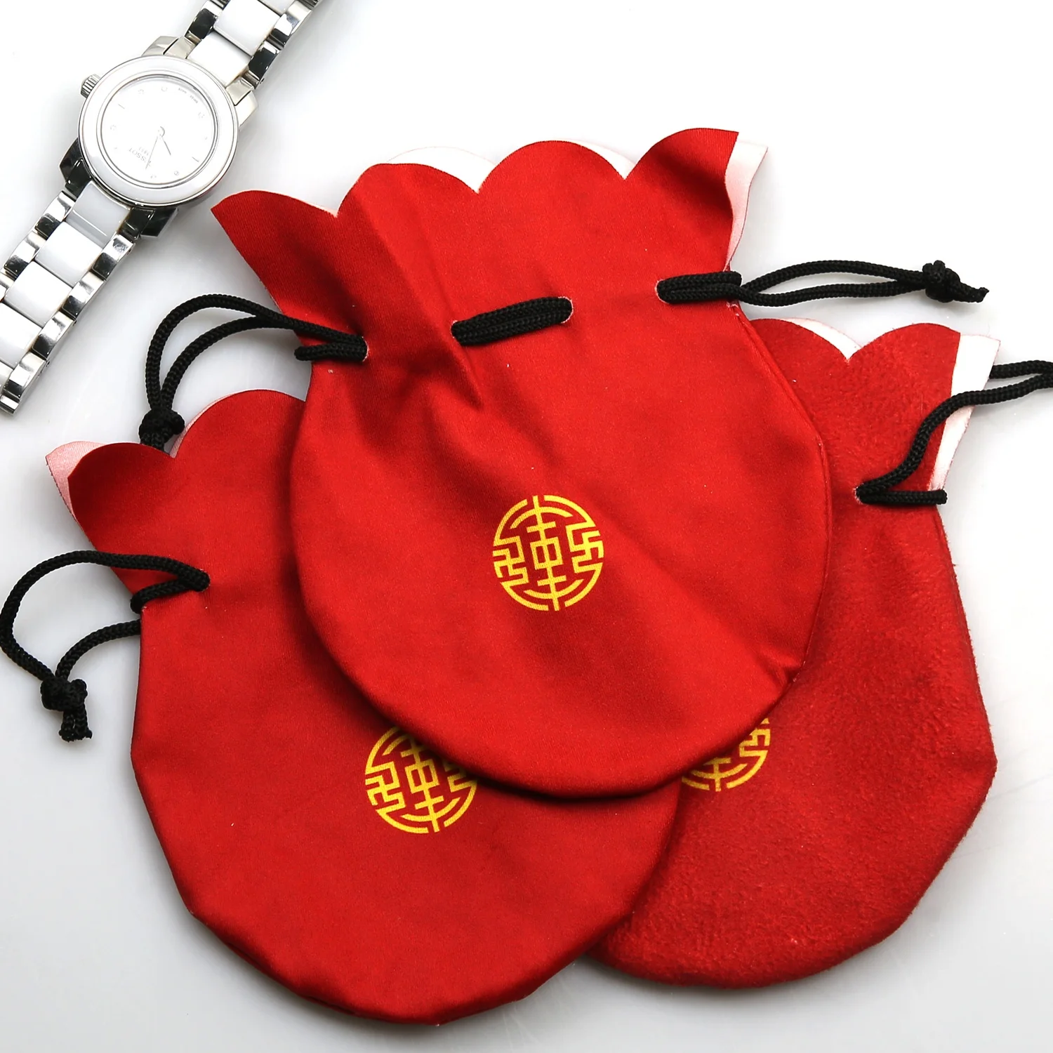 Подарочный Мягкий Чехол для очков из микрофибры с красным шнурком и трафаретной печатью