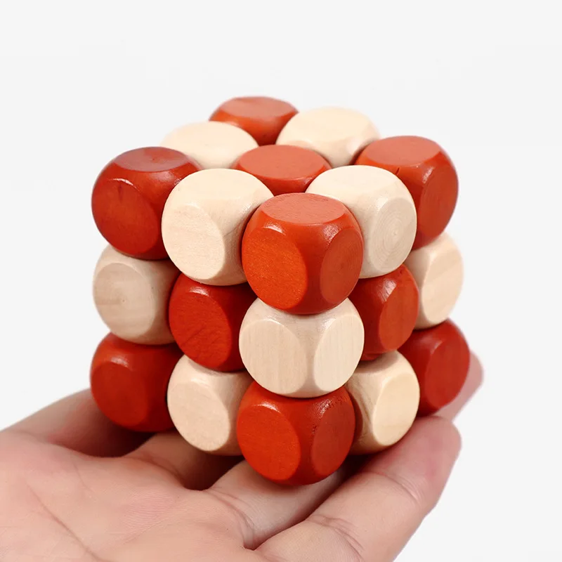 Wholesale Wooden Twist Snake Cube IQ  Brain Teaser Cube Puzzle Toy