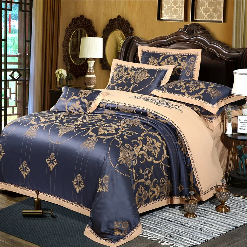4 Pieces Luxury Queen King Sprei Draps En Coton Bedset Housse De Couette Cotton Comforter Bedding Set For Home