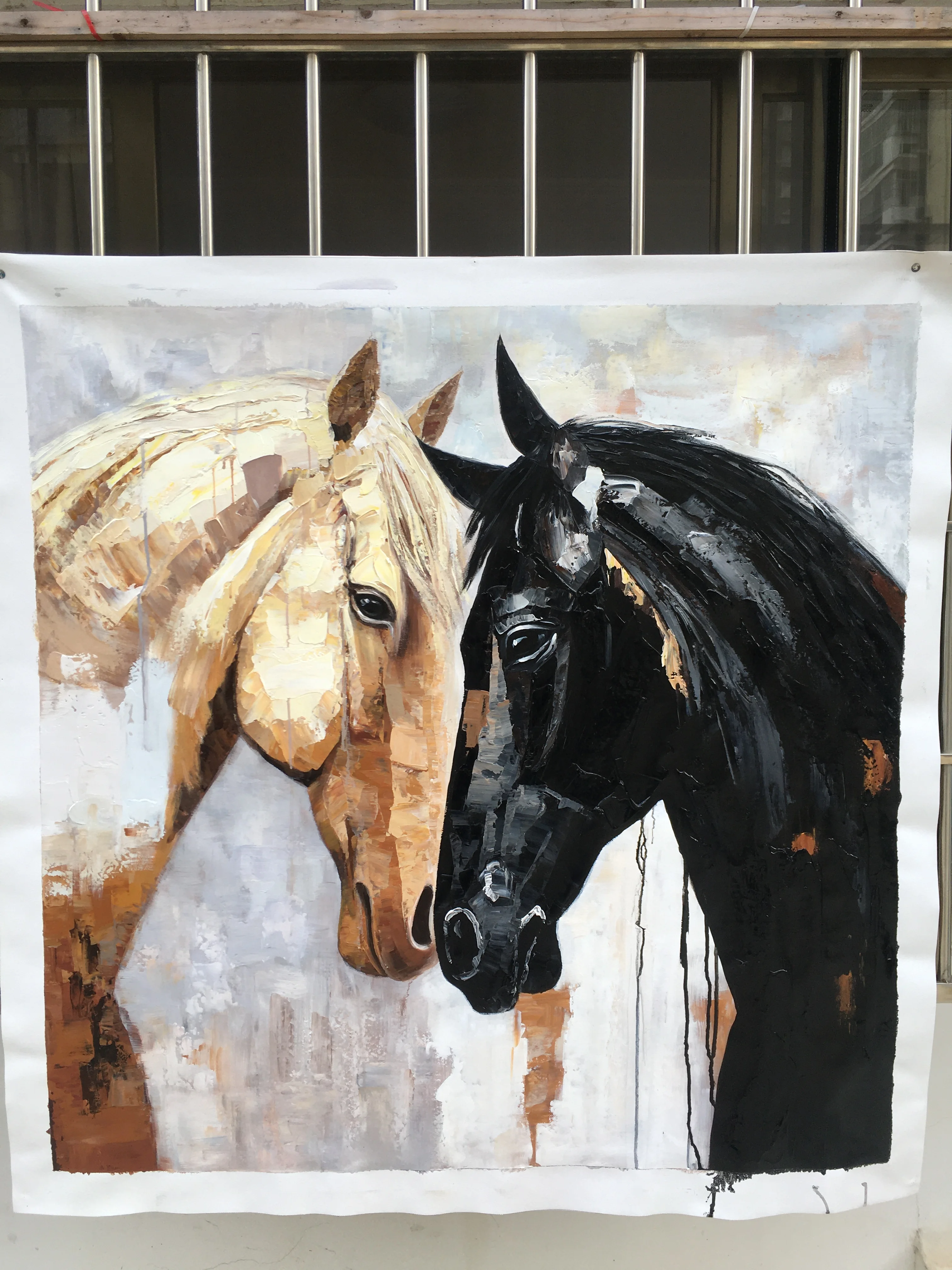 Horses in Love 100% Handmade Textured Abstract Oil Painting Acrylic Painting Wall Decor Living Room Office Wall Art