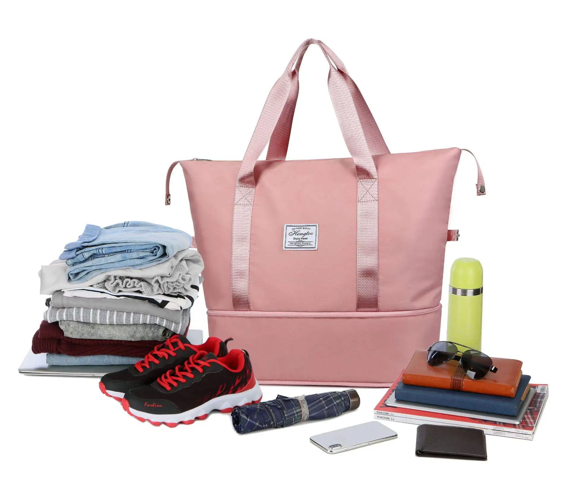 Factory price outdoor sports foldable travel luggage duffel women gym bag custom logo