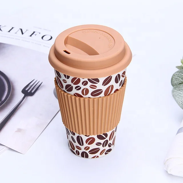 Reusable Bamboo Fibre Travel Cup Thermal Insulated 400 ml Natural Eco Coffee Mug