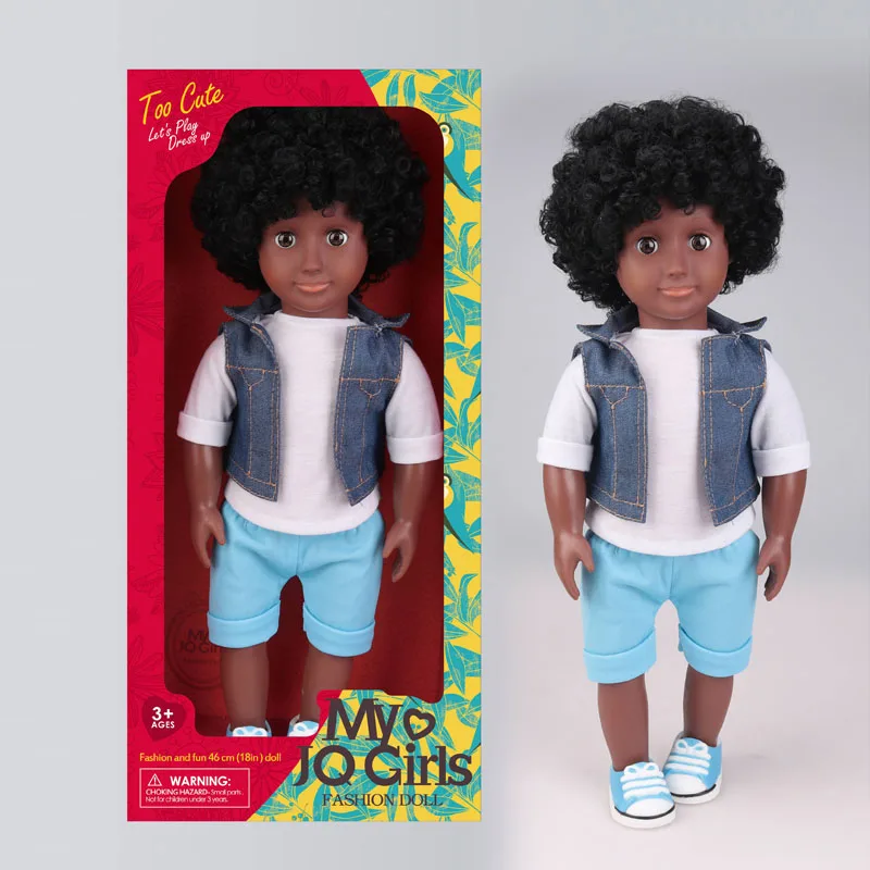 18 дюймов для новорожденных Игрушки Куклы Американский Африканский царь чёрных куклы с афро для волос для девочек, детская одежда