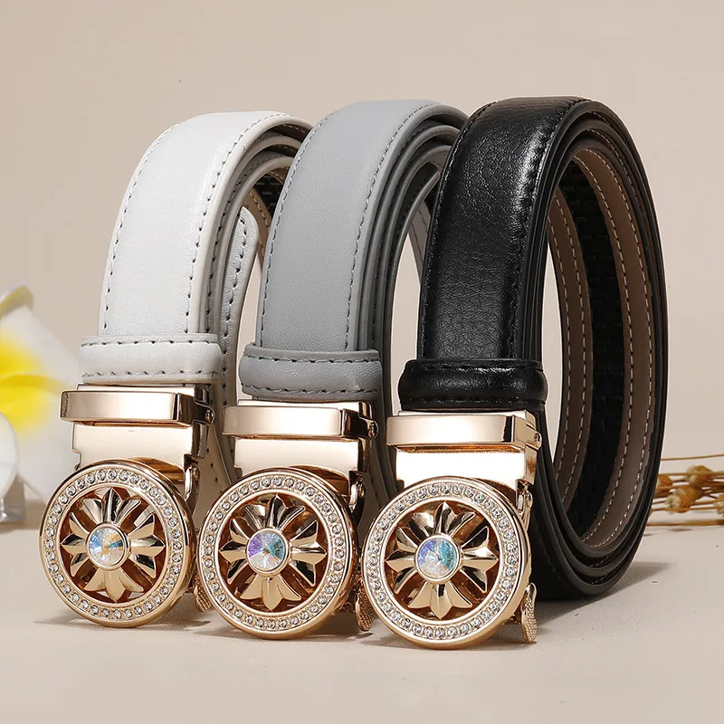 Женский модный ремень в Корейском стиле из натуральной кожи с автоматической пряжкой сплава