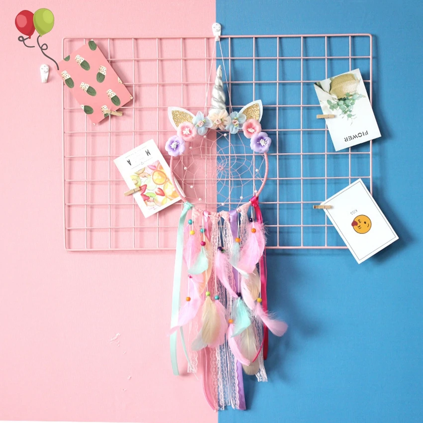 Led Dream Catcher With Lights Unicorn Dreamcatcher For Sweet Girls Kids Bedroom Wall Decoration Z01-2