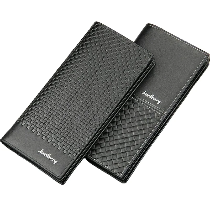 Baellerry 2018 new Style mens long Section PU leather Grid Pattern wallets